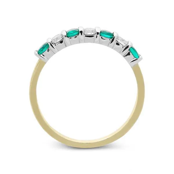 18ct Yellow Gold 0.33ct Emerald Diamond Bar Set Ring