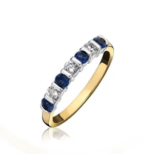 18ct Yellow Gold 0.38ct Sapphire Diamond Bar Set Eternity Ring
