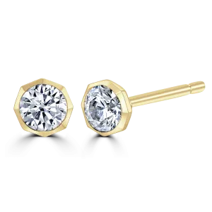 18ct Yellow Gold 0.40ct Lab Grown Diamond Solitaire Octagonal Stud Earrings
