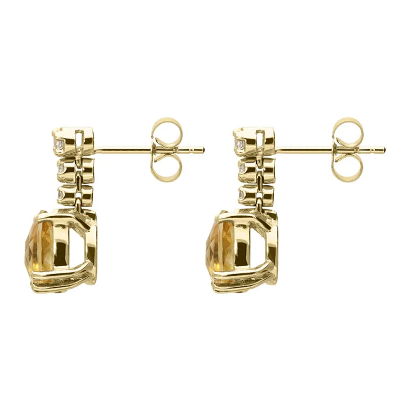 18ct Yellow Gold 2.34ct Citrine Diamond Pear Drop Earrings