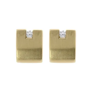 18ct Yellow Gold Diamond Satin Stud Earrings