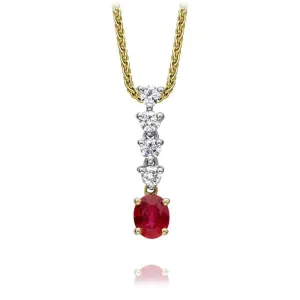 18ct Yellow Gold Ruby and Diamond Graduated Claw Set Necklace