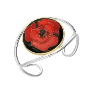 18ct Yellow Gold Sterling Silver Moorcroft Round Forever England 2 Poppy Bangle