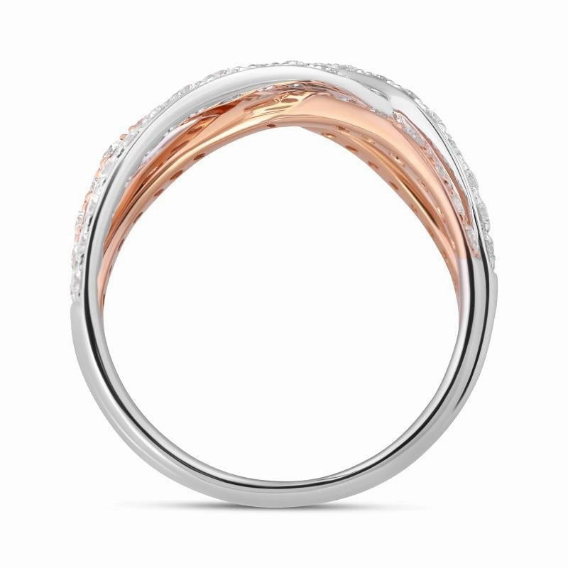 18ct Rose and White Gold Diamond Crossover Band Ring