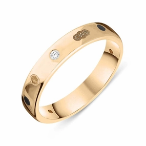 18ct Rose Gold 0.08ct Diamond Whitby Jet King's Coronation Hallmark 4mm Ring D