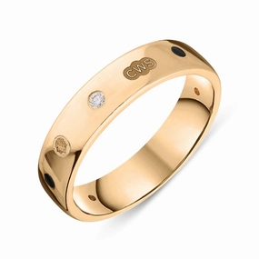 18ct Rose Gold 0.08ct Diamond Whitby Jet King's Coronation Hallmark 5mm Ring D