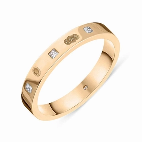 18ct Rose Gold 0.09ct Diamond King's Coronation Hallmark Princess Cut 3mm Ring D