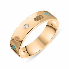18ct Rose Gold 0.09ct Diamond Turquoise King's Coronation Hallmark 6mm Ring D