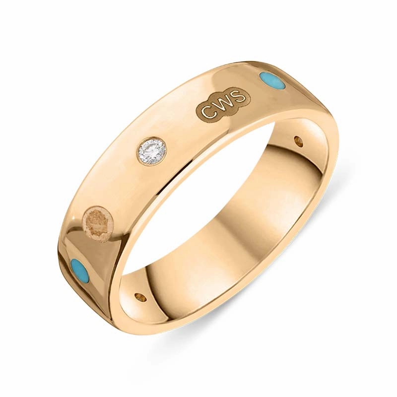 18ct Rose Gold 0.09ct Diamond Turquoise King's Coronation Hallmark 6mm Ring D