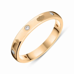 18ct Rose Gold 0.12ct Diamond Queen's Jubilee Hallmark 3mm Ring D