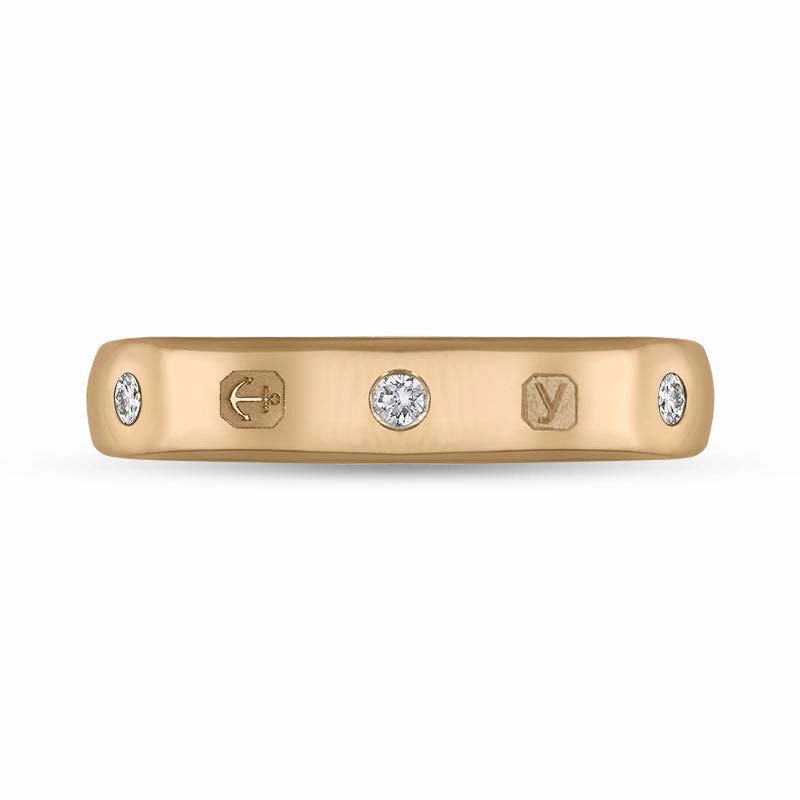 18ct Rose Gold 0.15ct Diamond King's Coronation Hallmark 4mm Ring D