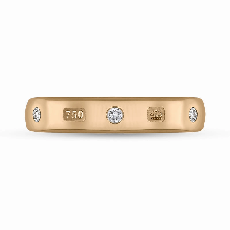 18ct Rose Gold 0.15ct Diamond King's Coronation Hallmark 4mm Ring D