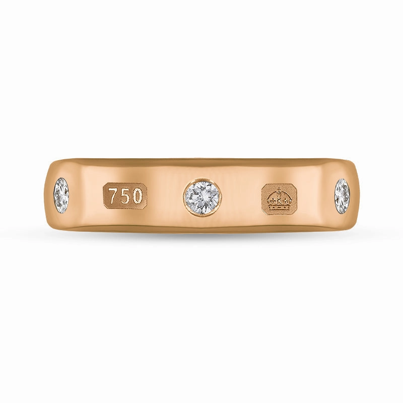 18ct Rose Gold 0.15ct Diamond King's Coronation Hallmark 5mm Ring D