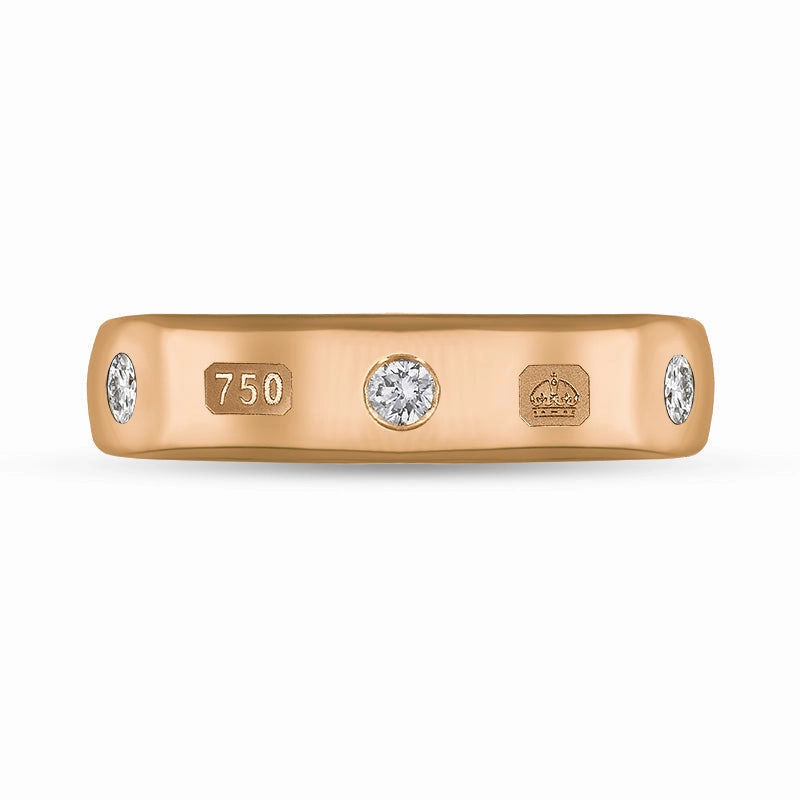 18ct Rose Gold 0.15ct Diamond Queen's Jubilee Hallmark 5mm Ring D