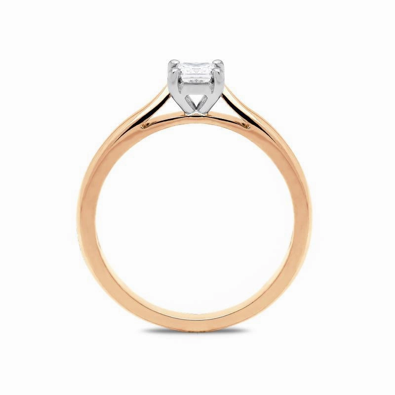 18ct Rose Gold 0.20ct Diamond Princess Cut Solitaire Ring