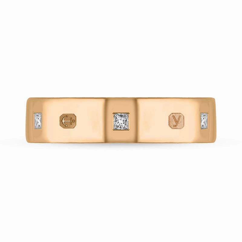 18ct Rose Gold 0.24ct Diamond King's Coronation Hallmark Princess Cut 5mm Ring D