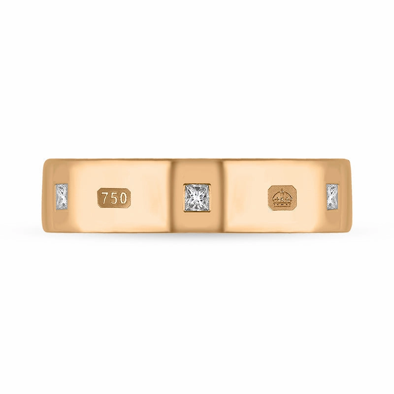 18ct Rose Gold 0.24ct Diamond Queen's Jubilee Hallmark Princess Cut 5mm Ring D
