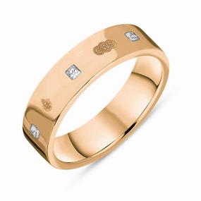 18ct Rose Gold 0.24ct Diamond Queen's Jubilee Hallmark Princess Cut 5mm Ring D