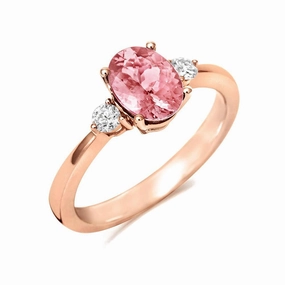 18ct Rose Gold 1.30ct Morganite Diamond Oval Cut Ring