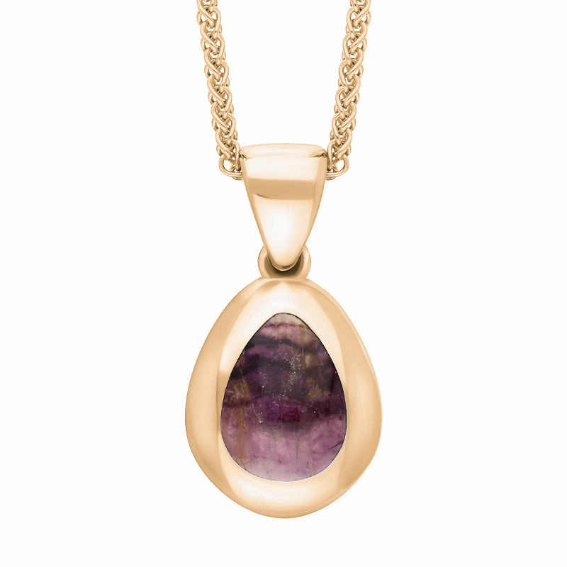 18ct Rose Gold Blue John Cross Pear Shape Necklace