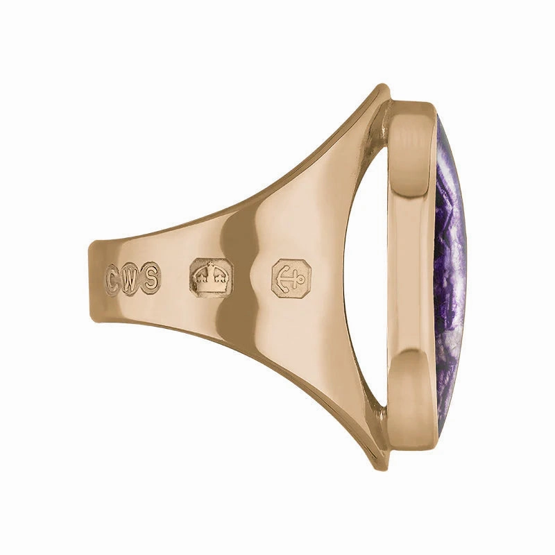 18ct Rose Gold Blue John Hallmark Medium Oval Ring