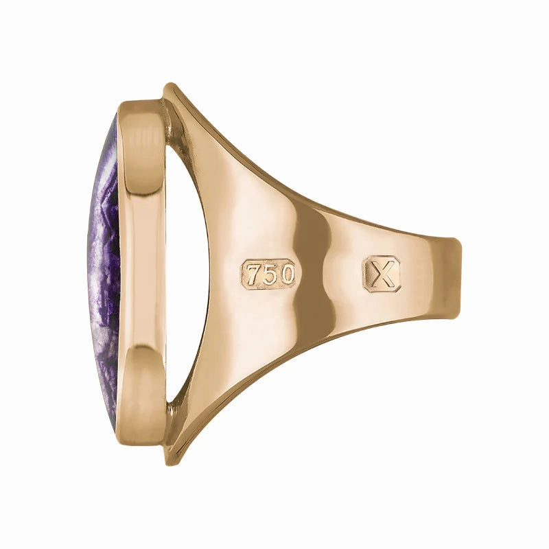 18ct Rose Gold Blue John Hallmark Medium Oval Ring