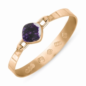 18ct Rose Gold Blue John Hallmark Wide Cushion Bangle