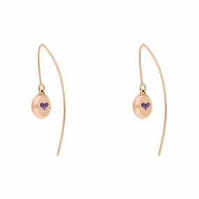 18ct Rose Gold Blue John Heart Disc Drop Earrings