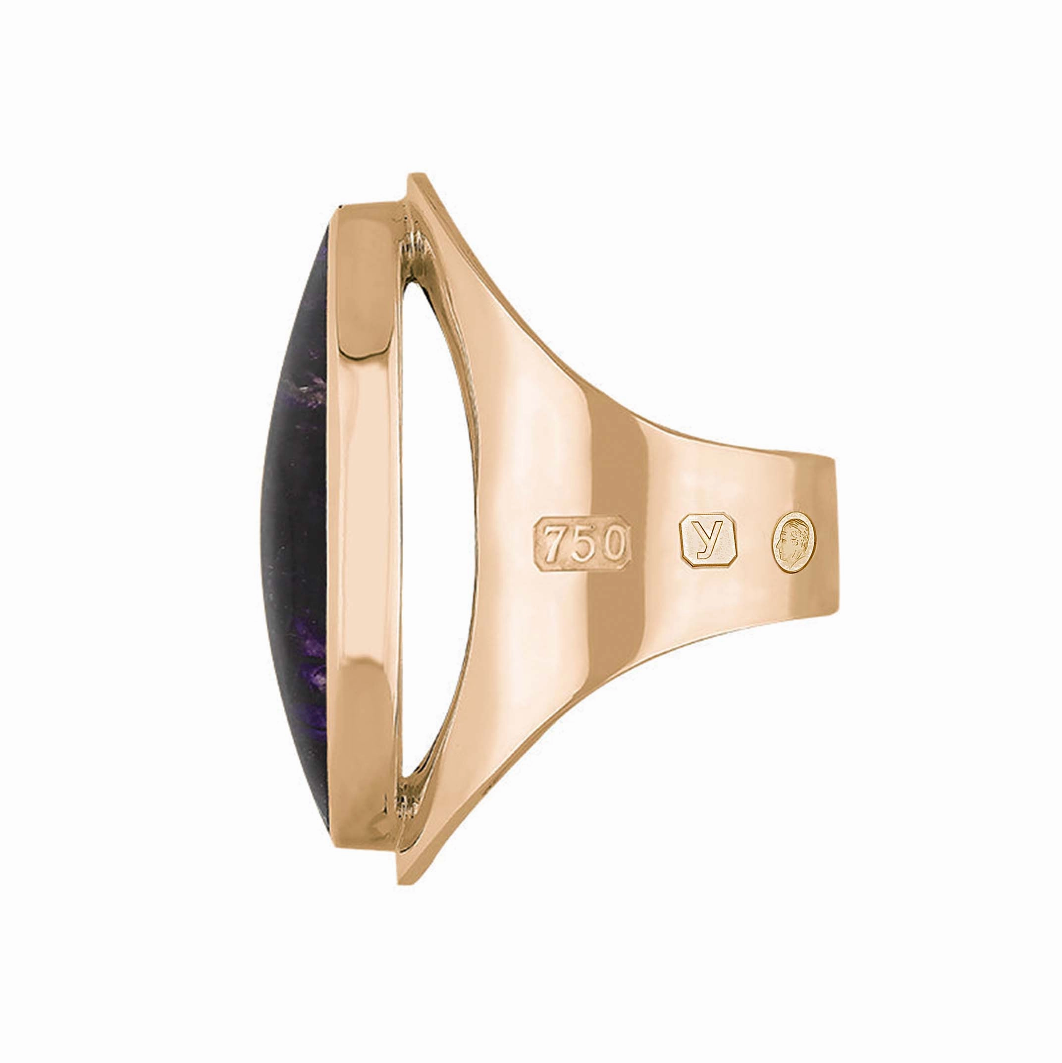 18ct Rose Gold Blue John King's Coronation Hallmark Large Oval Ring D