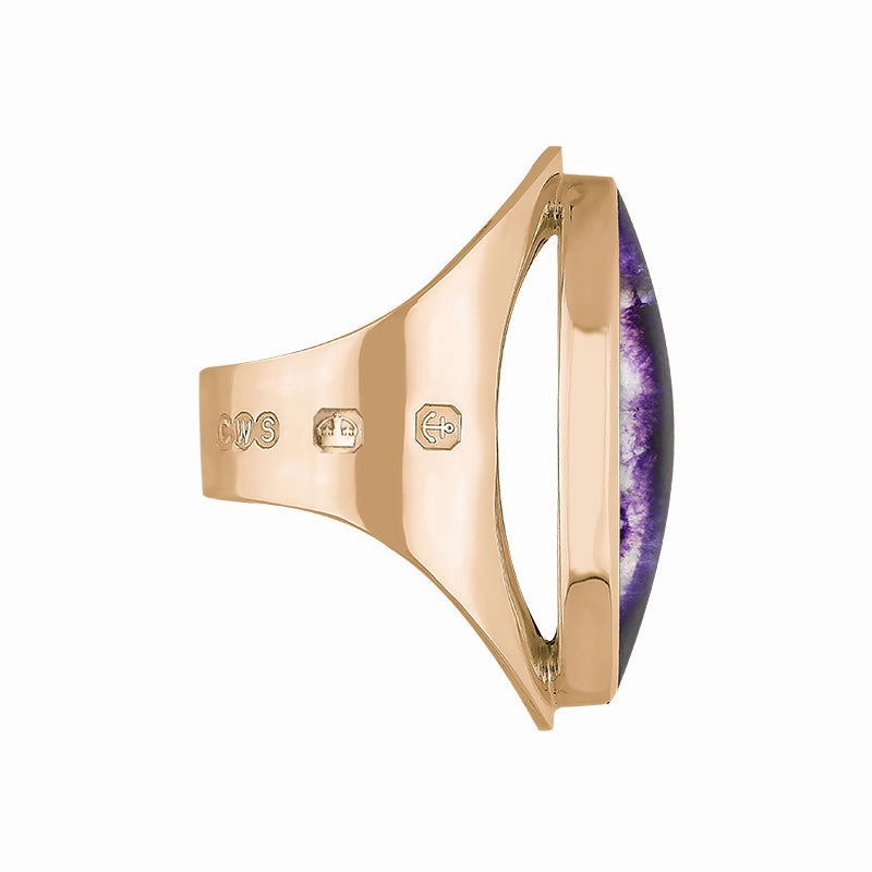 18ct Rose Gold Blue John King's Coronation Hallmark Large Oval Ring D