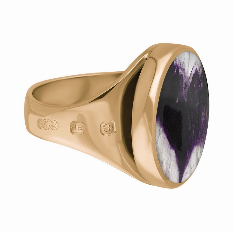 18ct Rose Gold Blue John King's Coronation Hallmark Small Round Ring D
