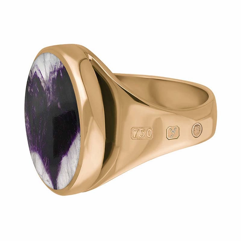 18ct Rose Gold Blue John King's Coronation Hallmark Small Round Ring D