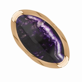 18ct Rose Gold Blue John Queen's Jubilee Hallmark Large Oval Ring D