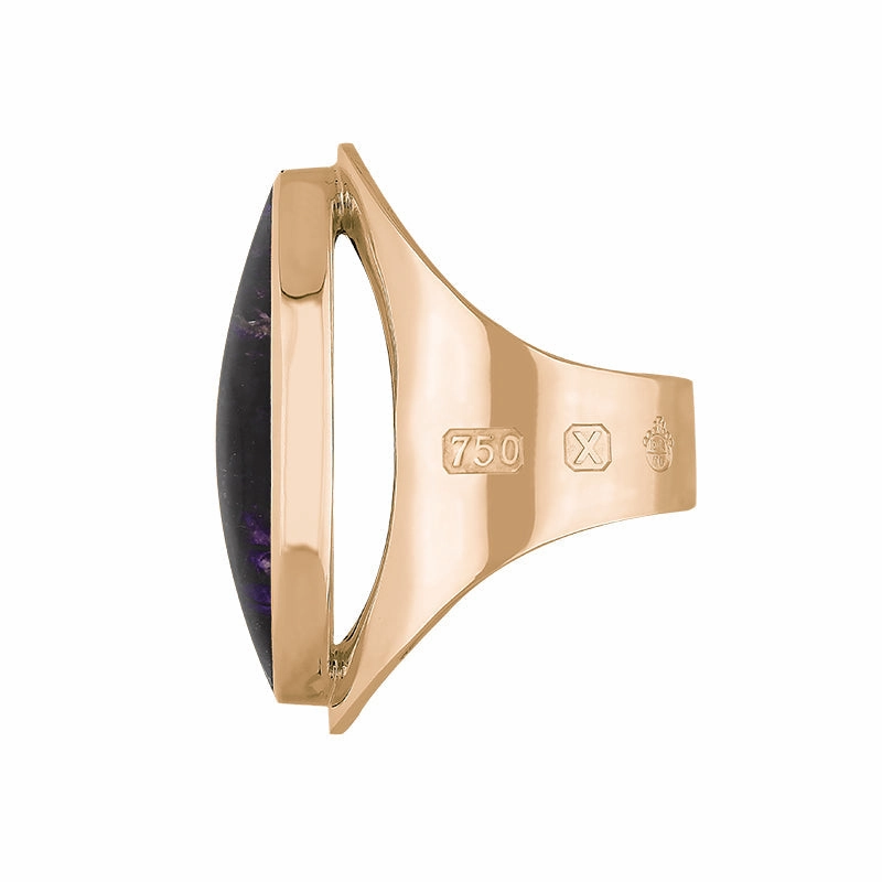 18ct Rose Gold Blue John Queen's Jubilee Hallmark Large Oval Ring D
