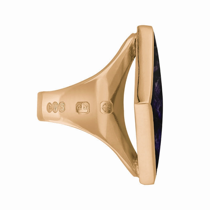 18ct Rose Gold Blue John Queen's Jubilee Hallmark Medium Rhombus Ring D