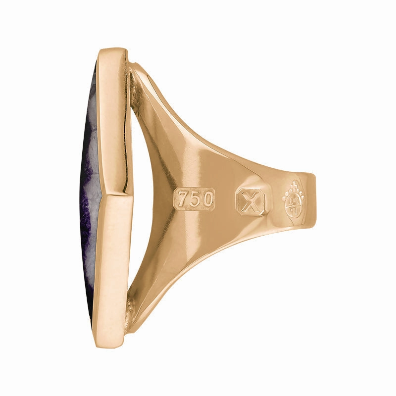 18ct Rose Gold Blue John Queen's Jubilee Hallmark Medium Rhombus Ring D