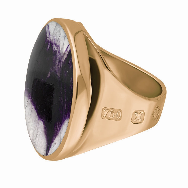 18ct Rose Gold Blue John Queen's Jubilee Hallmark Medium Round Ring D