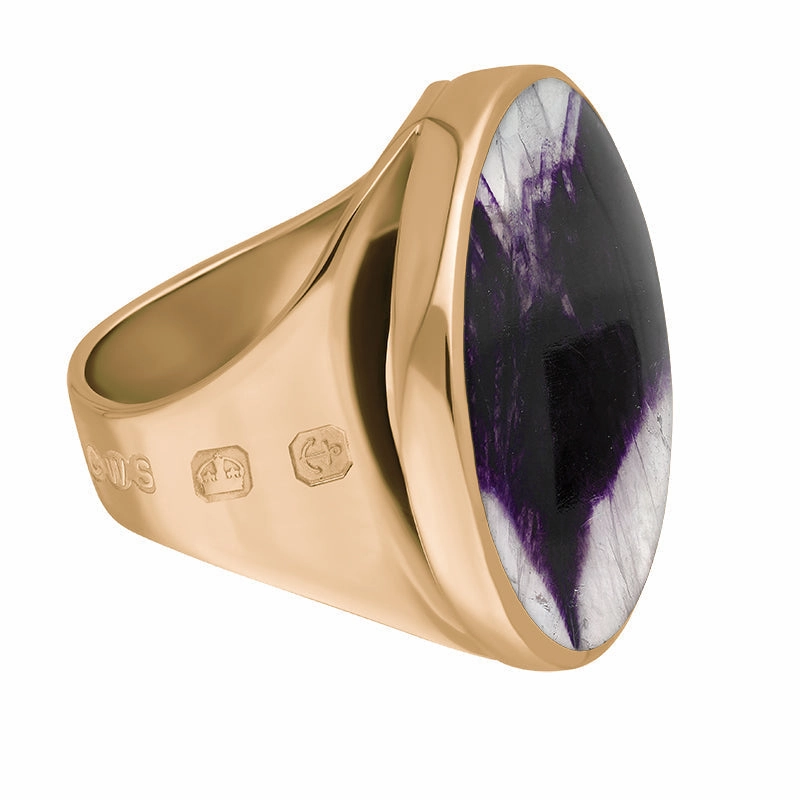 18ct Rose Gold Blue John Queen's Jubilee Hallmark Medium Round Ring D
