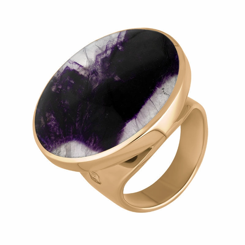 18ct Rose Gold Blue John Queen's Jubilee Hallmark Medium Round Ring D