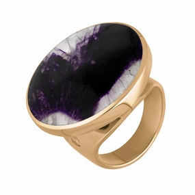 18ct Rose Gold Blue John Queen's Jubilee Hallmark Medium Round Ring D
