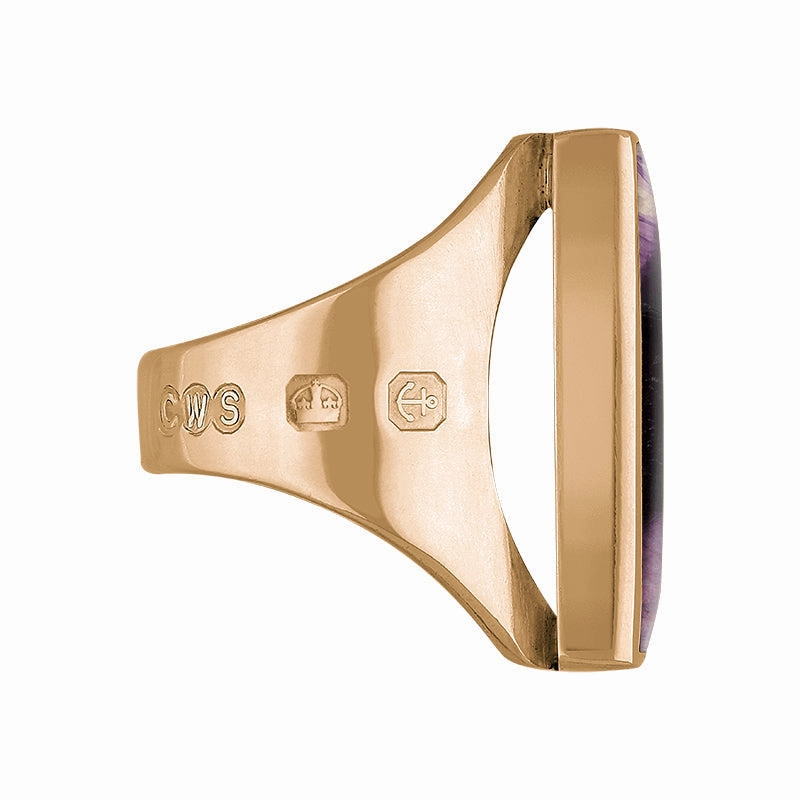 18ct Rose Gold Blue John Queen's Jubilee Hallmark Medium Square Ring D
