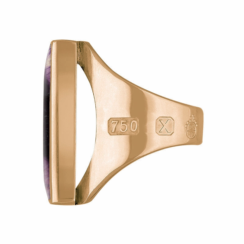18ct Rose Gold Blue John Queen's Jubilee Hallmark Medium Square Ring D