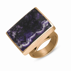 18ct Rose Gold Blue John Queen's Jubilee Hallmark Medium Square Ring D