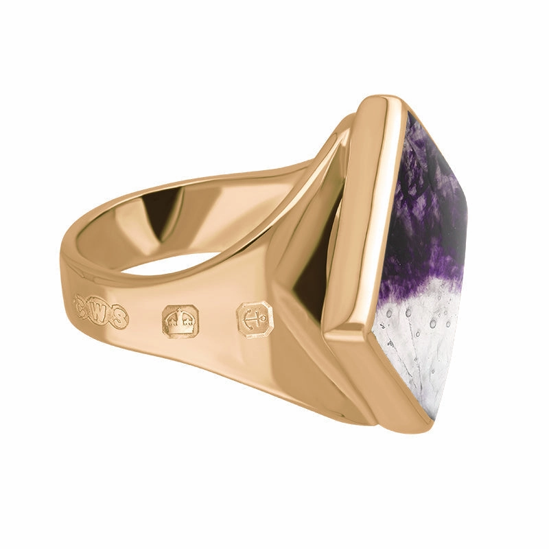 18ct Rose Gold Blue John Queen's Jubilee Hallmark Small Rhombus Ring D
