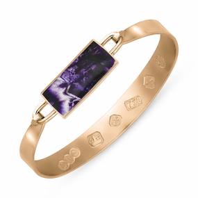 18ct Rose Gold Blue John Queen's Jubilee Hallmark Wide Oblong Bangle D