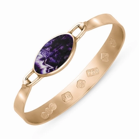 18ct Rose Gold Blue John Queen's Jubilee Hallmark Wide Oval Bangle D