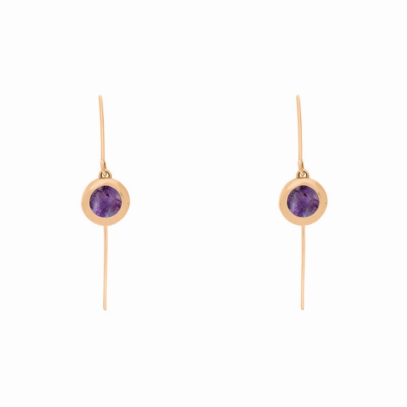 18ct Rose Gold Blue John Star Disc Drop Earrings