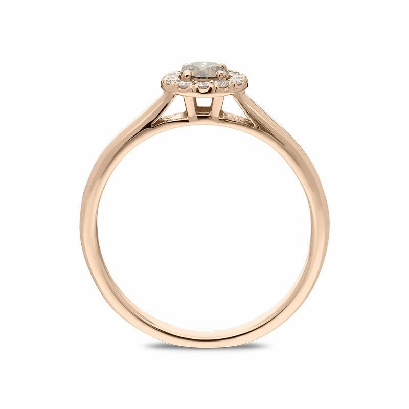 18ct Rose Gold Brilliant Cut 0.22ct Brown Diamond Round Ring