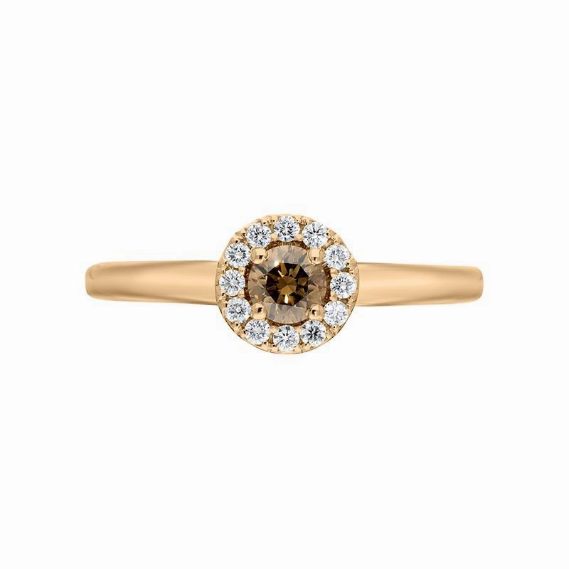 18ct Rose Gold Brilliant Cut 0.22ct Brown Diamond Round Ring