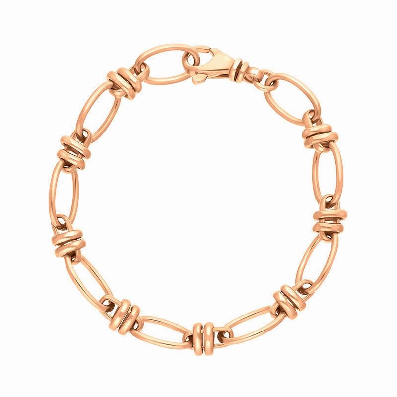 18ct Rose Gold Handmade Cable Chain Bracelet